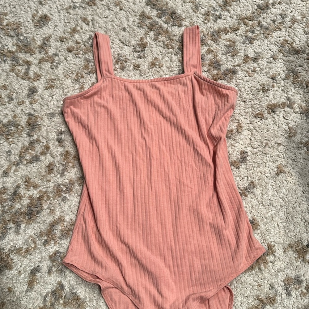 Pink ribbed bodysuit